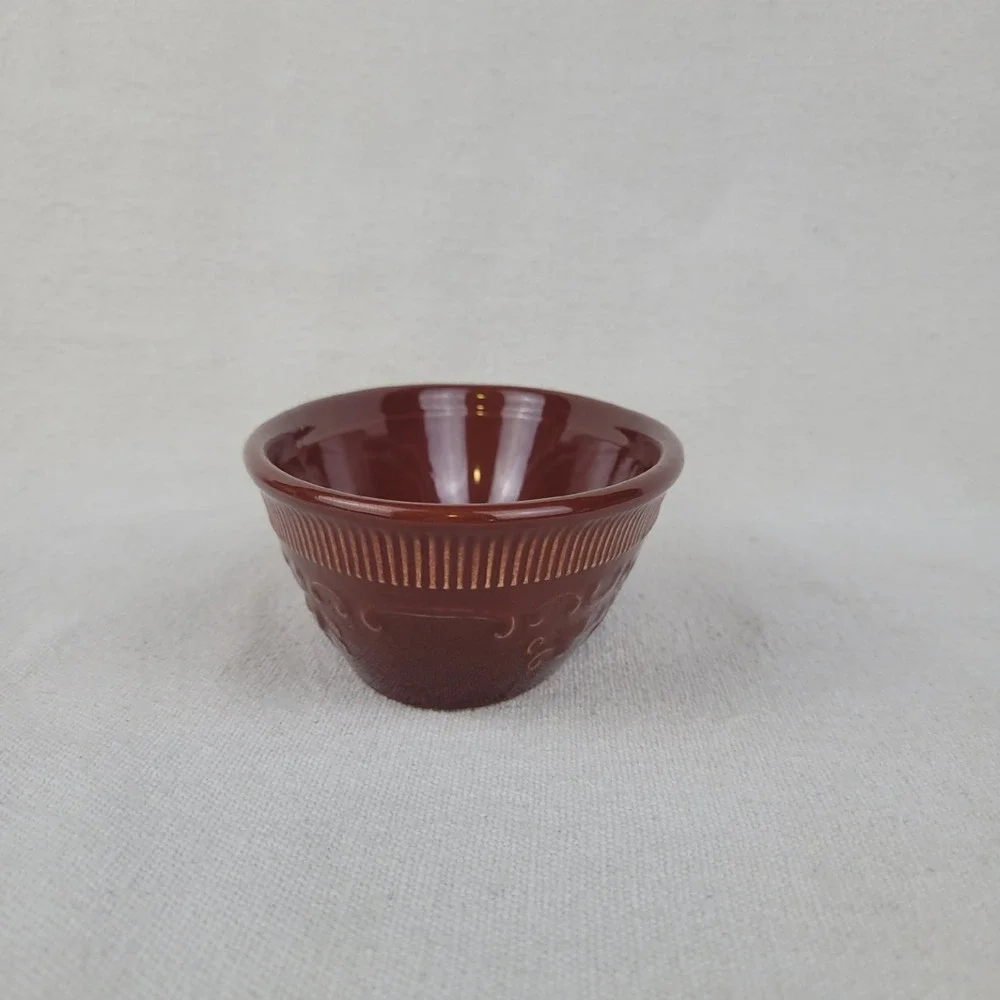 Vintage TST Taylor Smith Taylor Brown Oven Serve Ware Oval Bowl Floral Embossed
